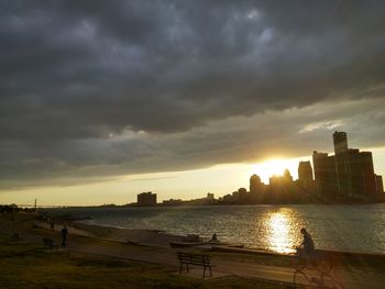 Scenic view of sunset over sea