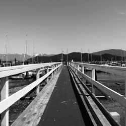 Bridge over river against clear sky