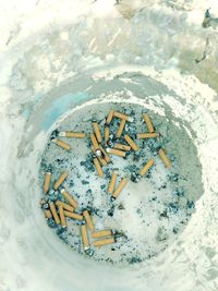 High angle view of cigarette smoking sign