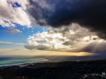 Scenic view of sea against cloudy sky