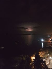 Scenic view of sea against sky at night