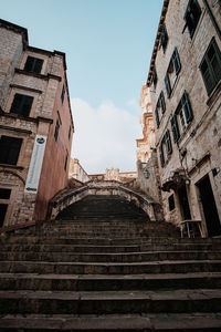 Low angle view of old building against sky