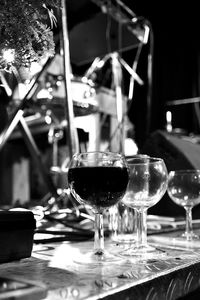 Close-up of wine in glass on table