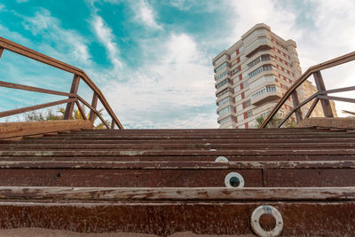 Low angle view of old building against sky