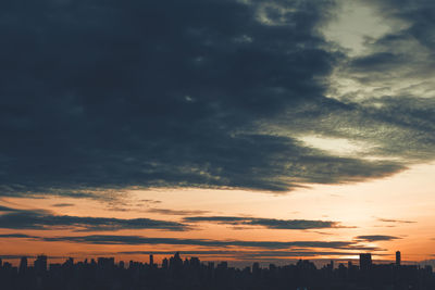 Silhouette buildings against sky during sunset