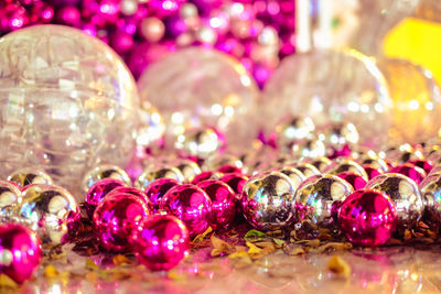 Close-up of colorful christmas decorations