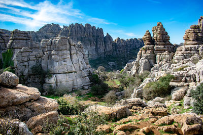 Rock formations on landscape against sky in torcal de antequera in spain 