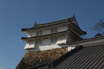 Low angle view of building against blue sky