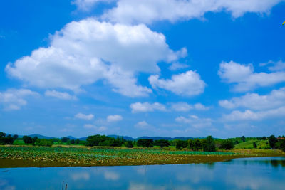 Scenic view of lake against sky