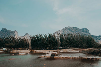 Scenic view of lake against sky