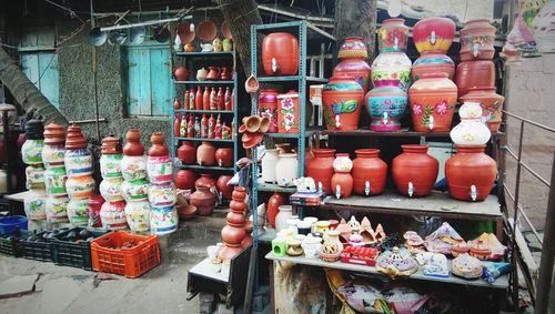 Various displayed for sale at market stall