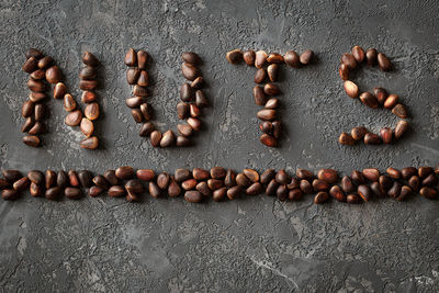 High angle view of coffee beans on table
