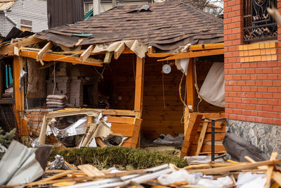 The consequences of an airstrike, a missile attack on residential buildings in bila tserkva. 