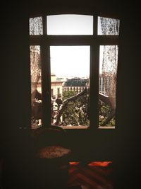 Buildings seen through window