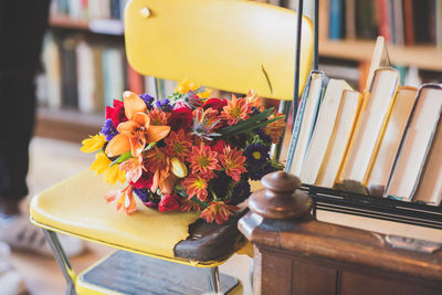 Close-up of flower pot on table