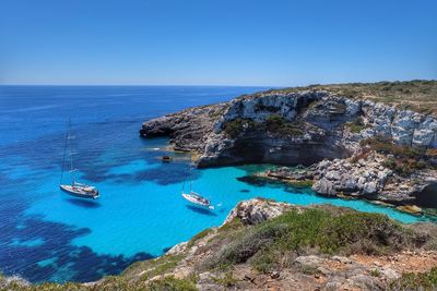 Scenic view of sea against clear sky