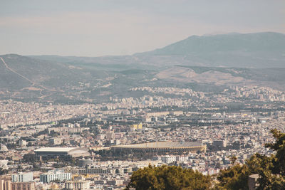 High angle view of townscape against sky