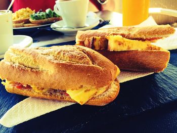 Close-up of breakfast on table