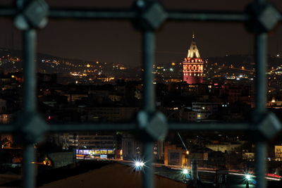 City lit up at night