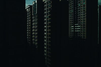 Modern buildings seen through window