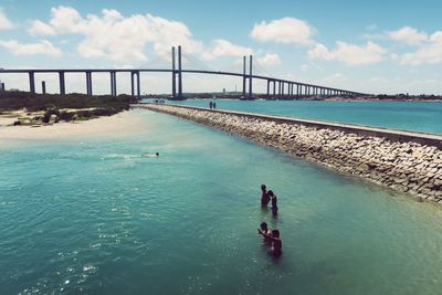 View of bridge in sea