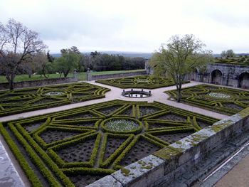 High angle view of formal garden