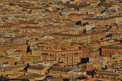 High angle view of houses in town