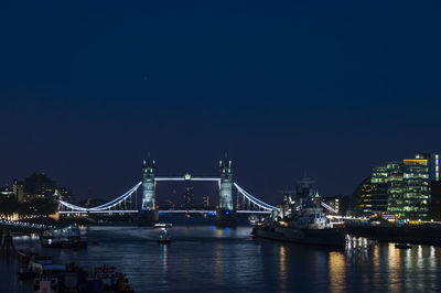 View of suspension bridge at night