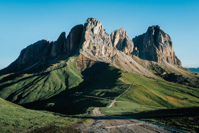 Scenic view of mountains against clear sky