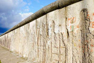 Low angle view of weathered wall