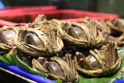 Close-up of vegetables in basket on table