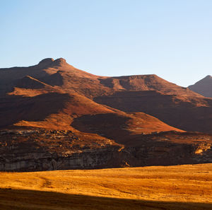 Scenic view of mountains against clear sky