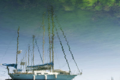 Panoramic view of vapor trails against sky