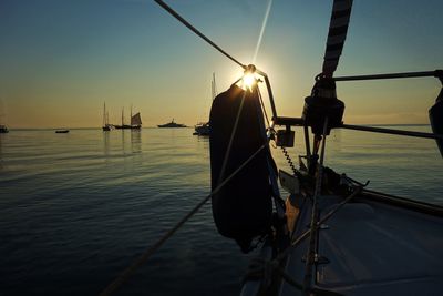 Boats sailing in sea