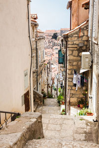 The beautiful steep alleys at the walled old town of dubrovnik