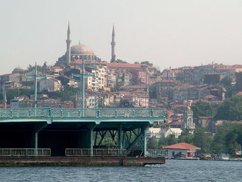 River by city against clear sky