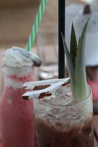Close-up of ice cream on table