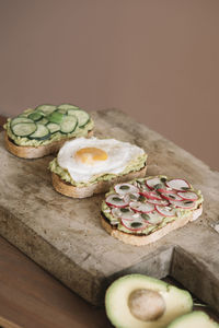 Close-up of breakfast served on table