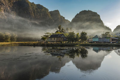 Morning view in rammang - rammang makassar south sulawesi indonesia