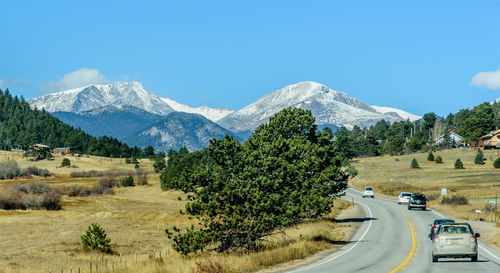 Scenic view of landscape against clear blue sky