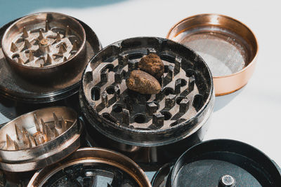 High angle view of food on table