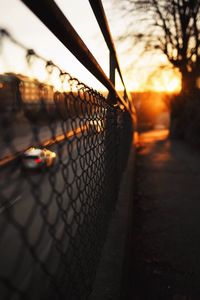 Close-up of table at sunset