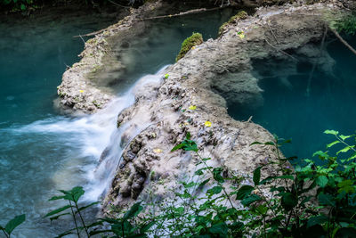 Scenic view of waterfall