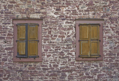 Window on brick wall of building