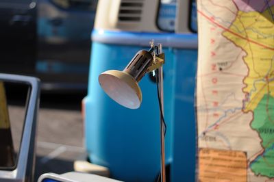 Close-up of electric lamp outdoors