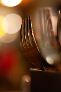 Close-up of spoon on table