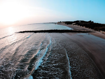 Scenic view of sea against clear sky