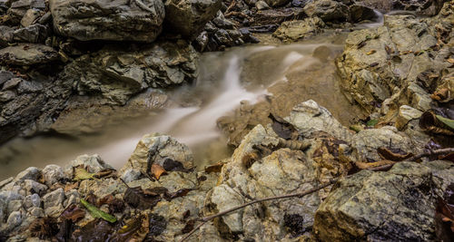 High angle view of waterfall