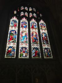 Low angle view of glass window in temple