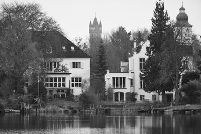 Reflection of buildings in lake